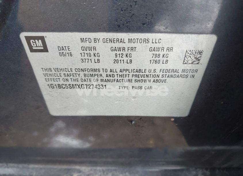 Photo 9 of 2016 Chevrolet Cruze LS AUTO (VIN 1G1BC5SMXG7274331)