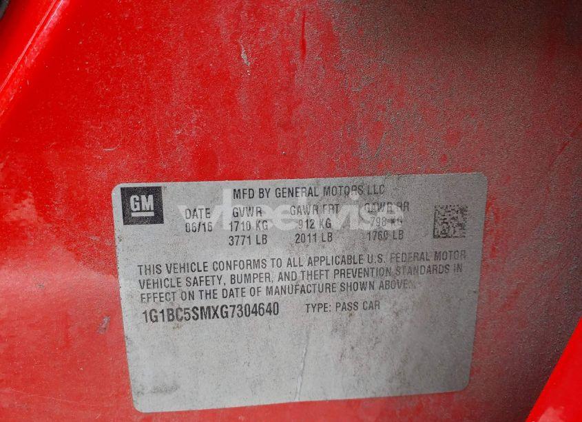 Photo 9 of 2016 Chevrolet Cruze LS AUTO (VIN 1G1BC5SMXG7304640)