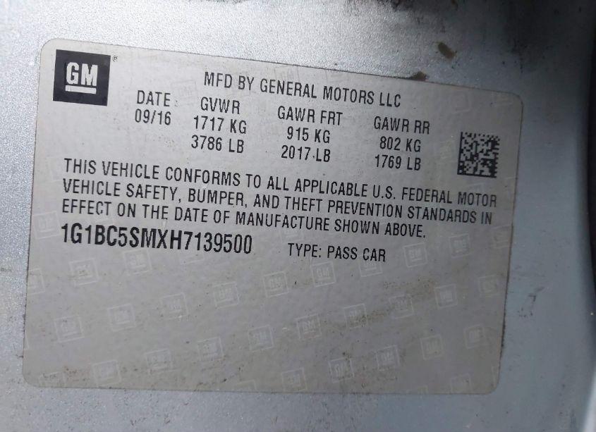 Photo 9 of 2017 Chevrolet Cruze LS AUTO (VIN 1G1BC5SMXH7139500)