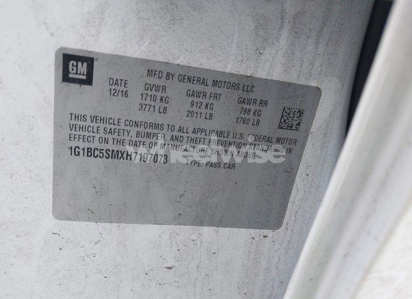 Photo 9 of 2017 Chevrolet Cruze LS AUTO (VIN 1G1BC5SMXH7197073)