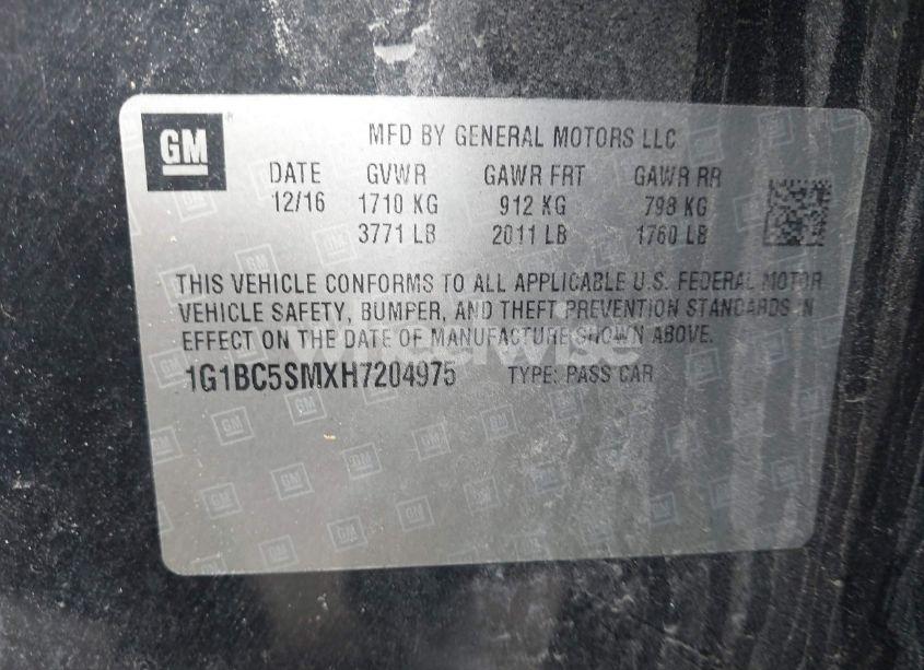 Photo 9 of 2017 Chevrolet Cruze LS AUTO (VIN 1G1BC5SMXH7204975)