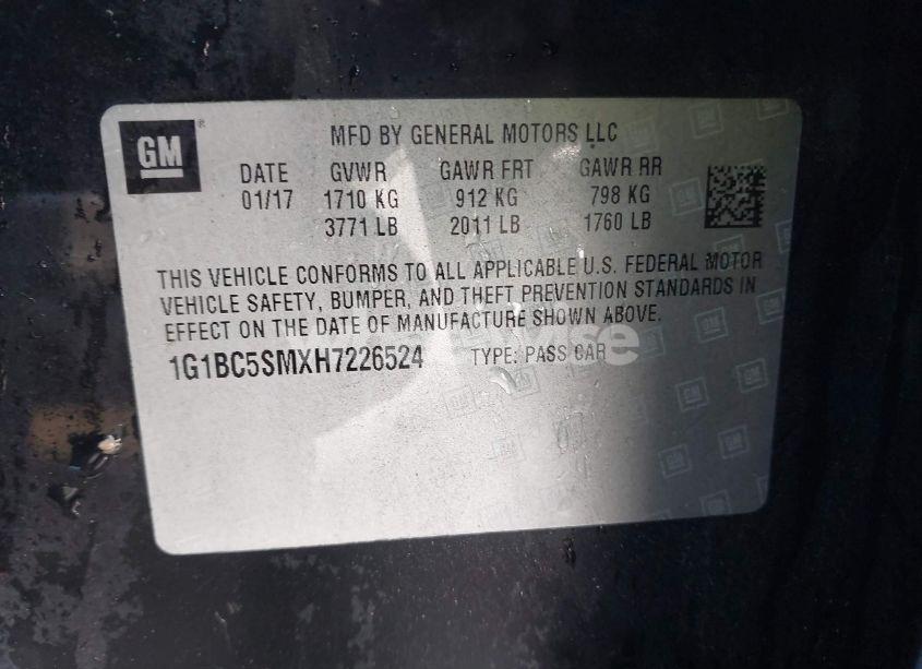 Photo 9 of 2017 Chevrolet Cruze LS AUTO (VIN 1G1BC5SMXH7226524)