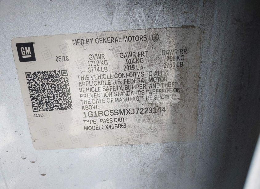 Photo 9 of 2018 Chevrolet Cruze LS AUTO (VIN 1G1BC5SMXJ7223144)