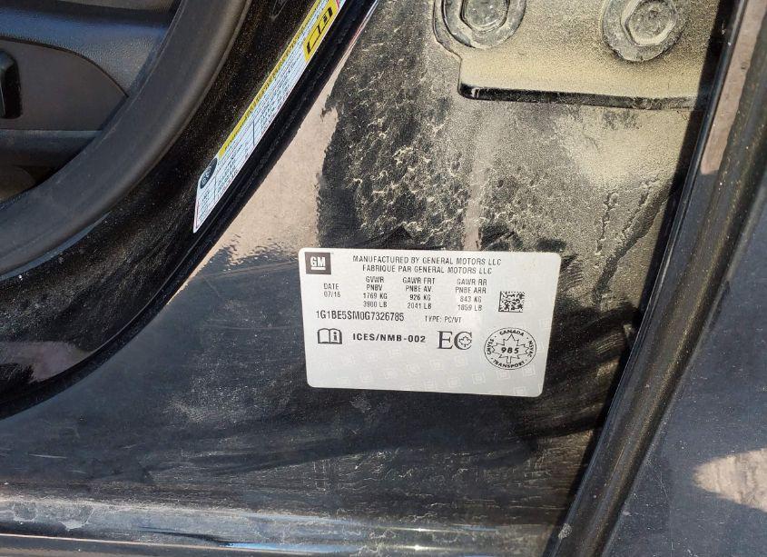 Photo 9 of 2016 Chevrolet Cruze LT AUTO (VIN 1G1BE5SM0G7326785)