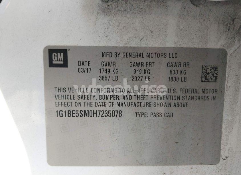 Photo 9 of 2017 Chevrolet Cruze LT AUTO (VIN 1G1BE5SM0H7235078)