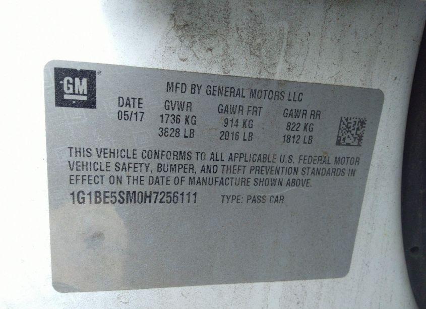 Photo 9 of 2017 Chevrolet Cruze LT AUTO (VIN 1G1BE5SM0H7256111)