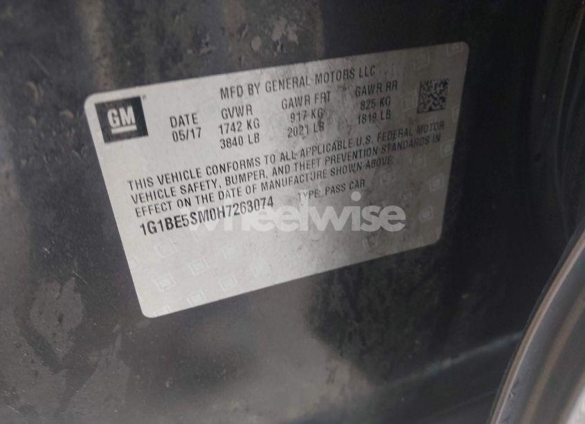 Photo 9 of 2017 Chevrolet Cruze LT AUTO (VIN 1G1BE5SM0H7263074)