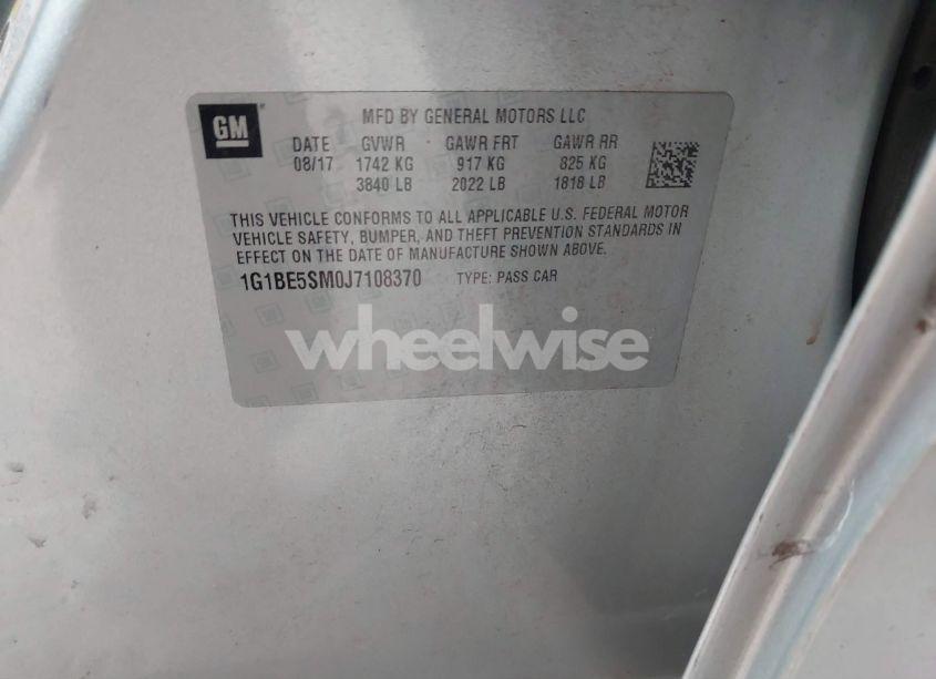 Photo 9 of 2018 Chevrolet Cruze LT AUTO (VIN 1G1BE5SM0J7108370)