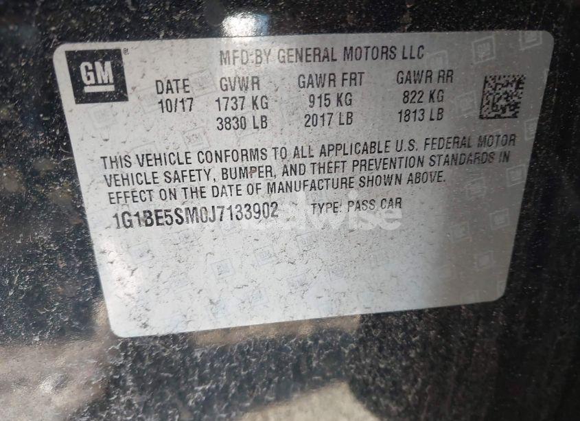 Photo 9 of 2018 Chevrolet Cruze LT AUTO (VIN 1G1BE5SM0J7133902)