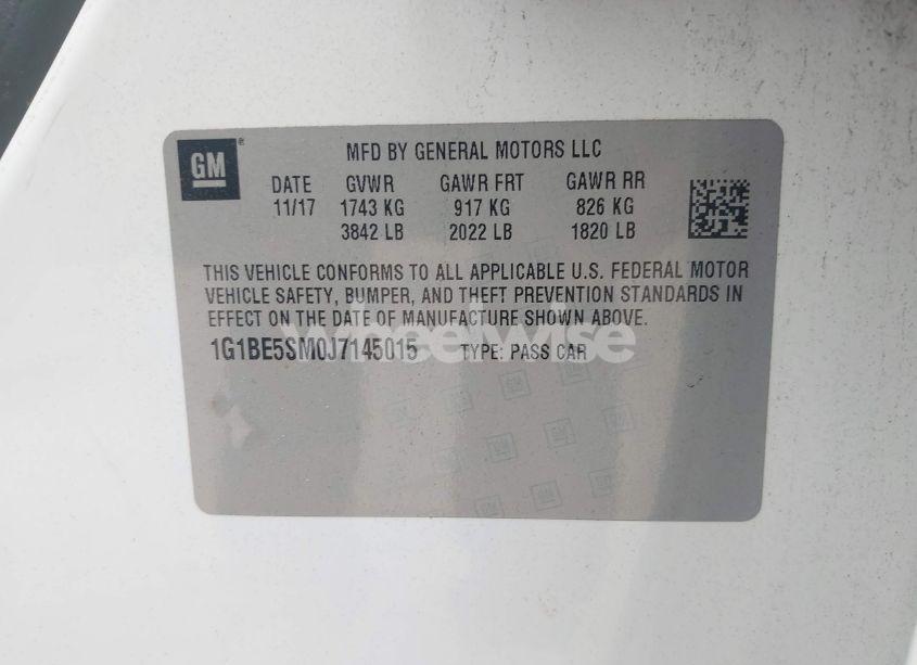 Photo 9 of 2018 Chevrolet Cruze LT AUTO (VIN 1G1BE5SM0J7145015)