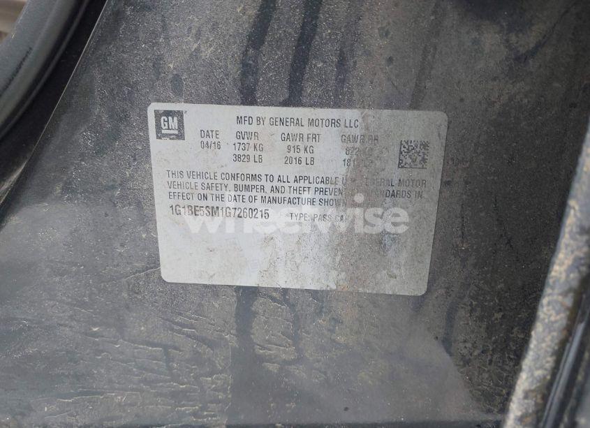 Photo 9 of 2016 Chevrolet Cruze LT AUTO (VIN 1G1BE5SM1G7260215)