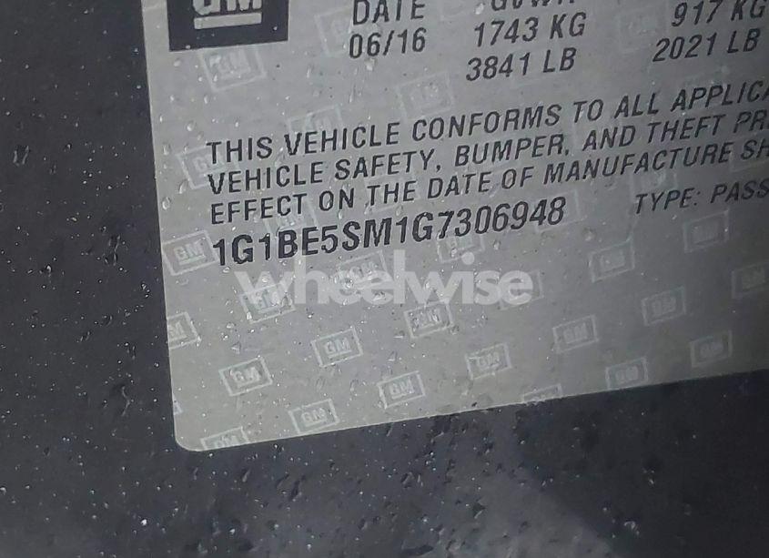 Photo 9 of 2016 Chevrolet Cruze LT (VIN 1G1BE5SM1G7306948)