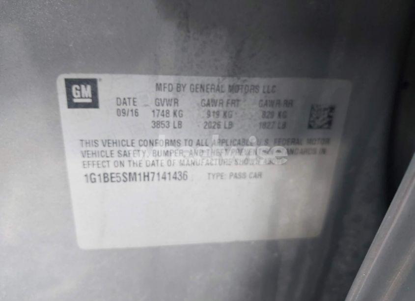 Photo 9 of 2017 Chevrolet Cruze LT AUTO (VIN 1G1BE5SM1H7141436)