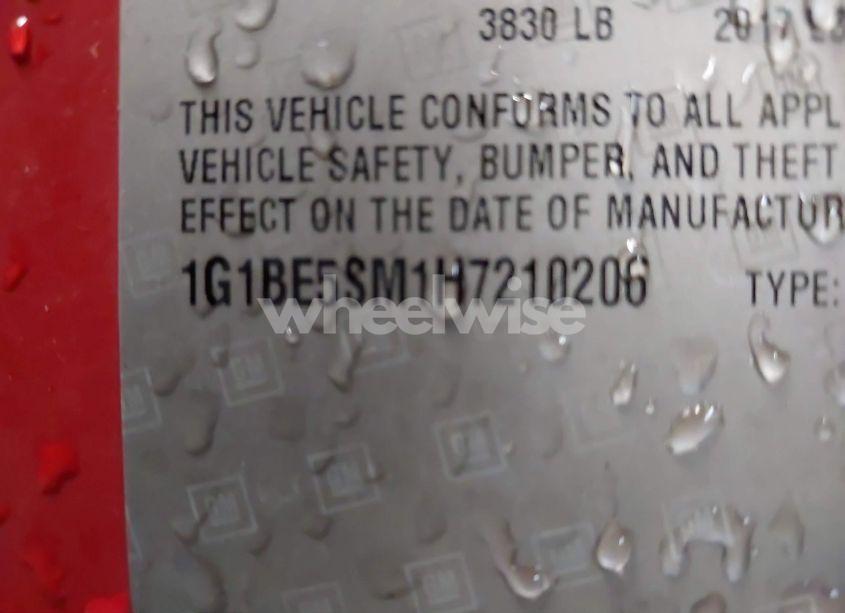 Photo 9 of 2017 Chevrolet Cruze LT AUTO (VIN 1G1BE5SM1H7210206)