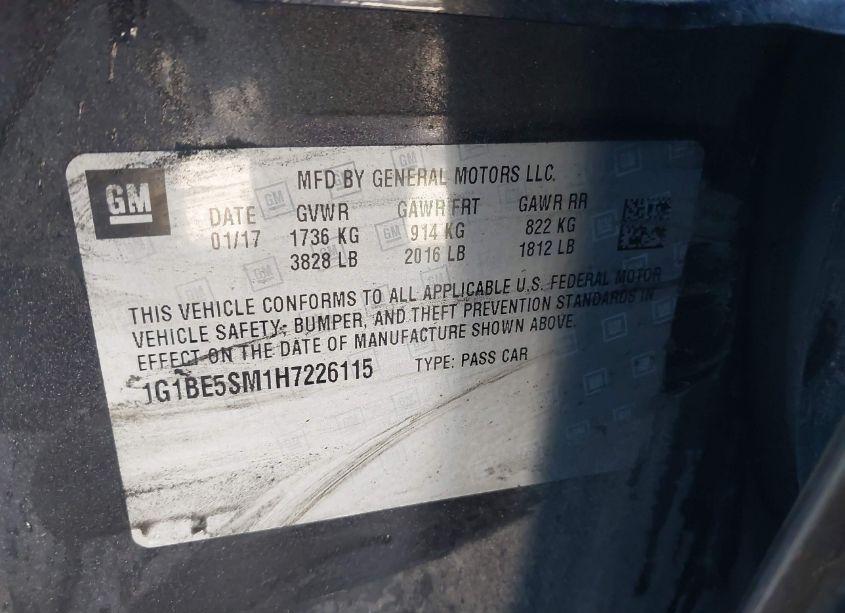 Photo 9 of 2017 Chevrolet Cruze LT AUTO (VIN 1G1BE5SM1H7226115)