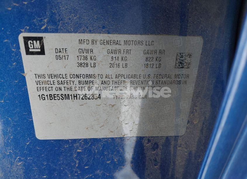 Photo 9 of 2017 Chevrolet Cruze LT AUTO (VIN 1G1BE5SM1H7262354)