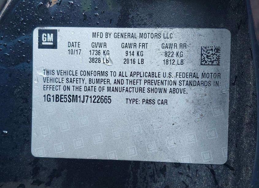 Photo 9 of 2018 Chevrolet Cruze LT AUTO (VIN 1G1BE5SM1J7122665)