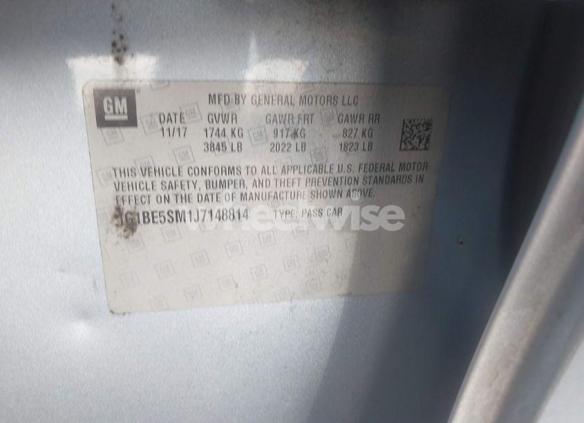 Photo 9 of 2018 Chevrolet Cruze LT AUTO (VIN 1G1BE5SM1J7148814)