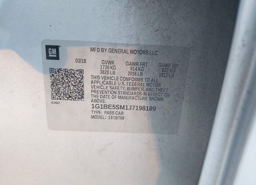 Photo 9 of 2018 Chevrolet Cruze LT AUTO (VIN 1G1BE5SM1J7198189)