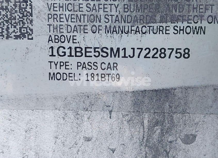 Photo 9 of 2018 Chevrolet Cruze LT AUTO (VIN 1G1BE5SM1J7228758)