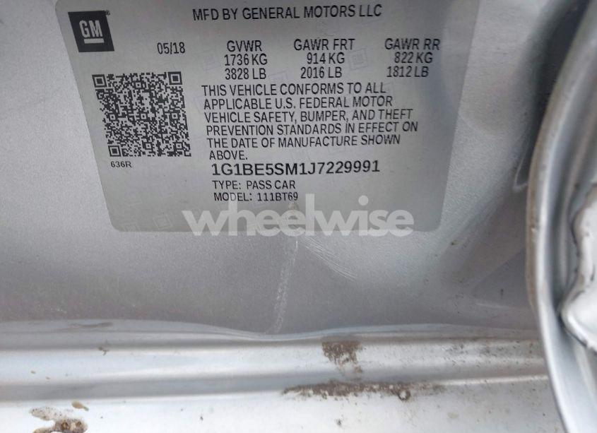 Photo 9 of 2018 Chevrolet Cruze LT AUTO (VIN 1G1BE5SM1J7229991)