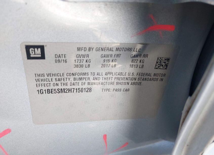 Photo 9 of 2017 Chevrolet Cruze LT AUTO (VIN 1G1BE5SM2H7150128)