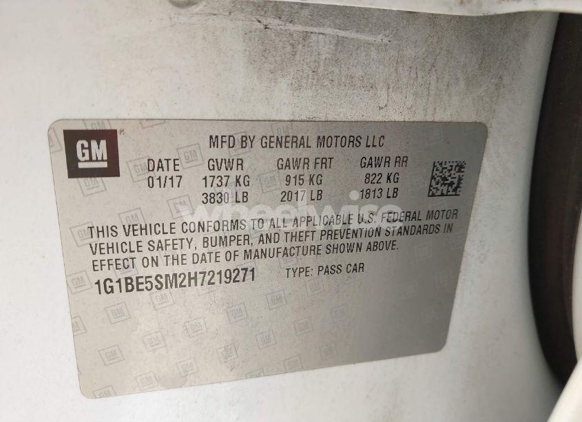 Photo 9 of 2017 Chevrolet Cruze LT AUTO (VIN 1G1BE5SM2H7219271)