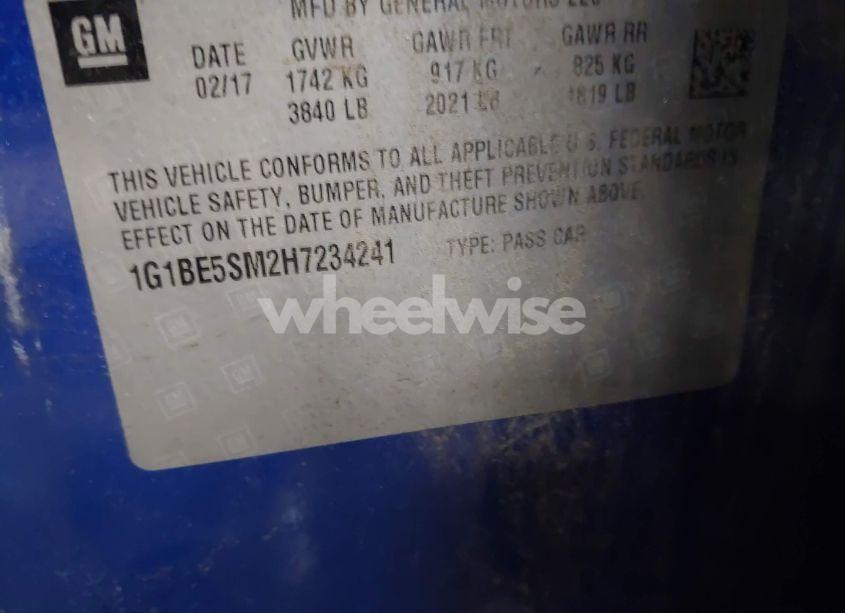 Photo 9 of 2017 Chevrolet Cruze LT AUTO (VIN 1G1BE5SM2H7234241)