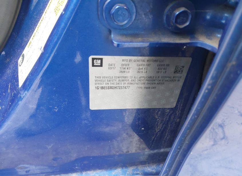 Photo 9 of 2017 Chevrolet Cruze LT AUTO (VIN 1G1BE5SM2H7237477)