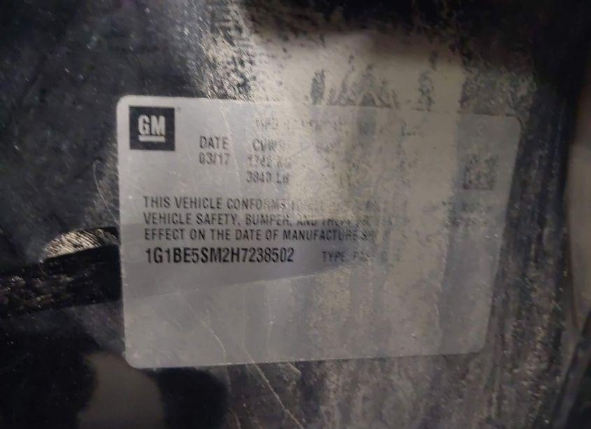 Photo 9 of 2017 Chevrolet Cruze LT AUTO (VIN 1G1BE5SM2H7238502)