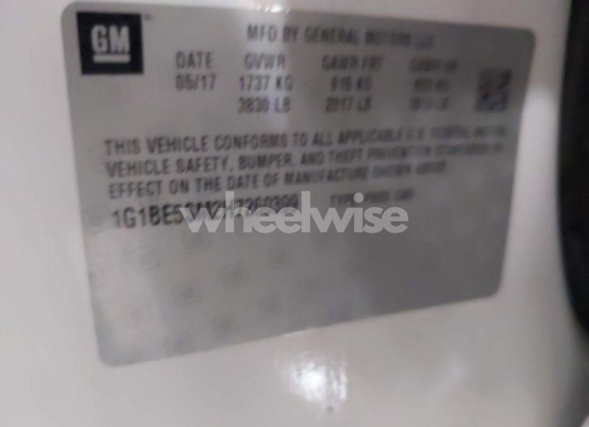 Photo 9 of 2017 Chevrolet Cruze LT AUTO (VIN 1G1BE5SM2H7260399)