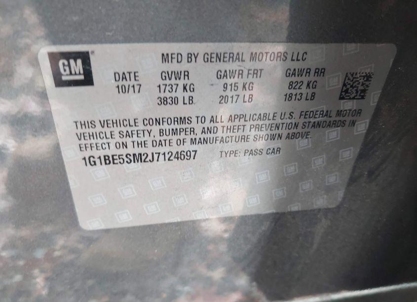 Photo 9 of 2018 Chevrolet Cruze LT AUTO (VIN 1G1BE5SM2J7124697)