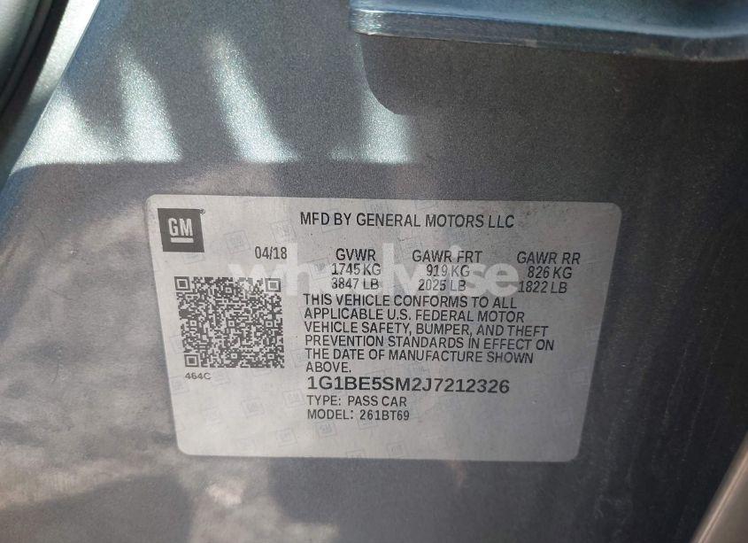 Photo 9 of 2018 Chevrolet Cruze LT AUTO (VIN 1G1BE5SM2J7212326)