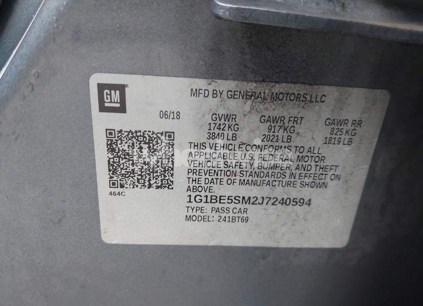 Photo 9 of 2018 Chevrolet Cruze LT AUTO (VIN 1G1BE5SM2J7240594)