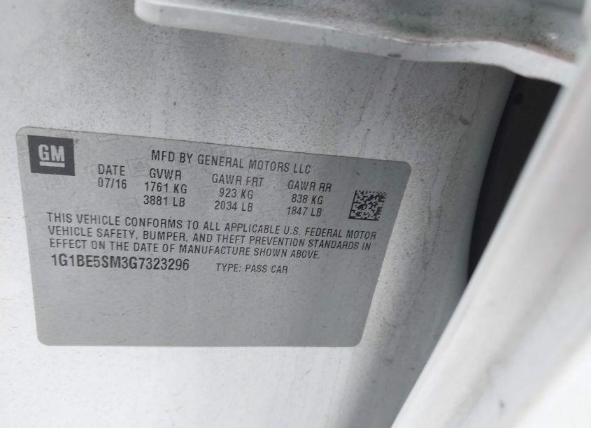 Photo 9 of 2016 Chevrolet Cruze LT AUTO (VIN 1G1BE5SM3G7323296)