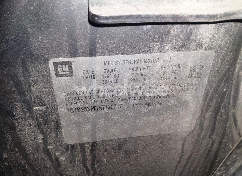 Photo 9 of 2017 Chevrolet Cruze LT AUTO (VIN 1G1BE5SM3H7120717)