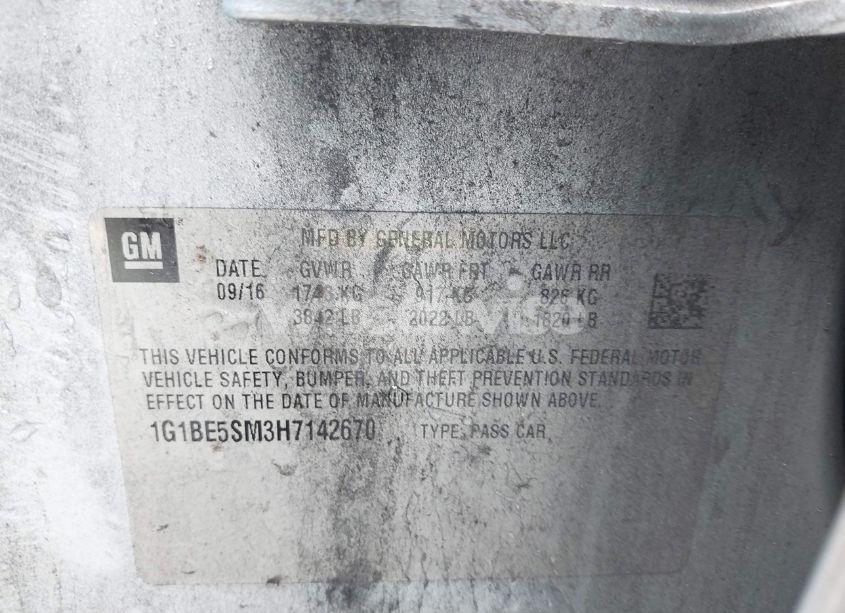 Photo 9 of 2017 Chevrolet Cruze LT AUTO (VIN 1G1BE5SM3H7142670)