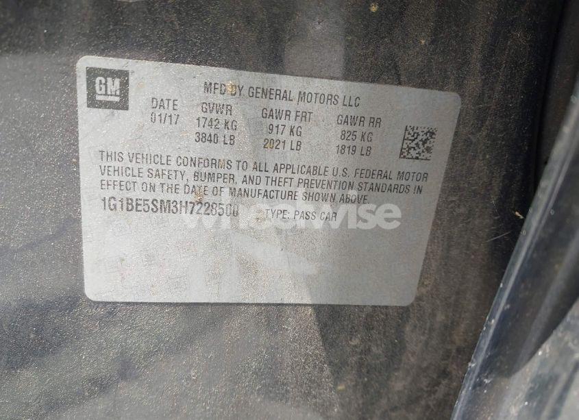 Photo 9 of 2017 Chevrolet Cruze LT AUTO (VIN 1G1BE5SM3H7228500)