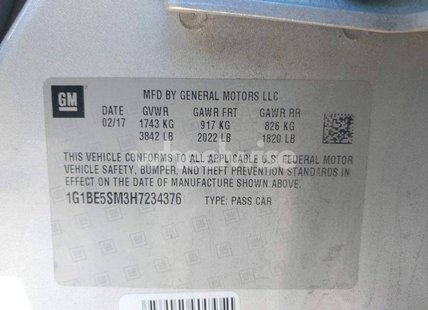 Photo 9 of 2017 Chevrolet Cruze LT AUTO (VIN 1G1BE5SM3H7234376)