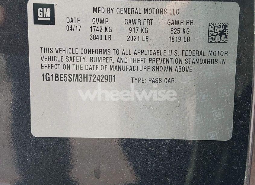 Photo 9 of 2017 Chevrolet Cruze LT AUTO (VIN 1G1BE5SM3H7242901)