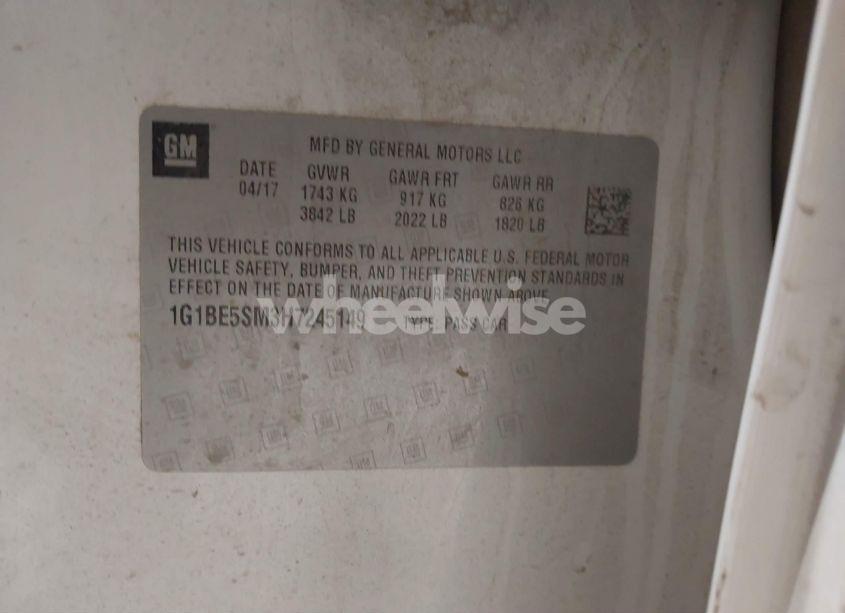 Photo 9 of 2017 Chevrolet Cruze (VIN 1G1BE5SM3H7245149)