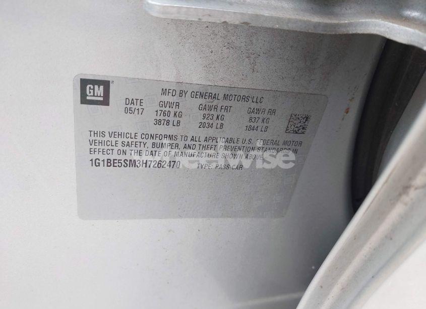 Photo 9 of 2017 Chevrolet Cruze LT AUTO (VIN 1G1BE5SM3H7262470)