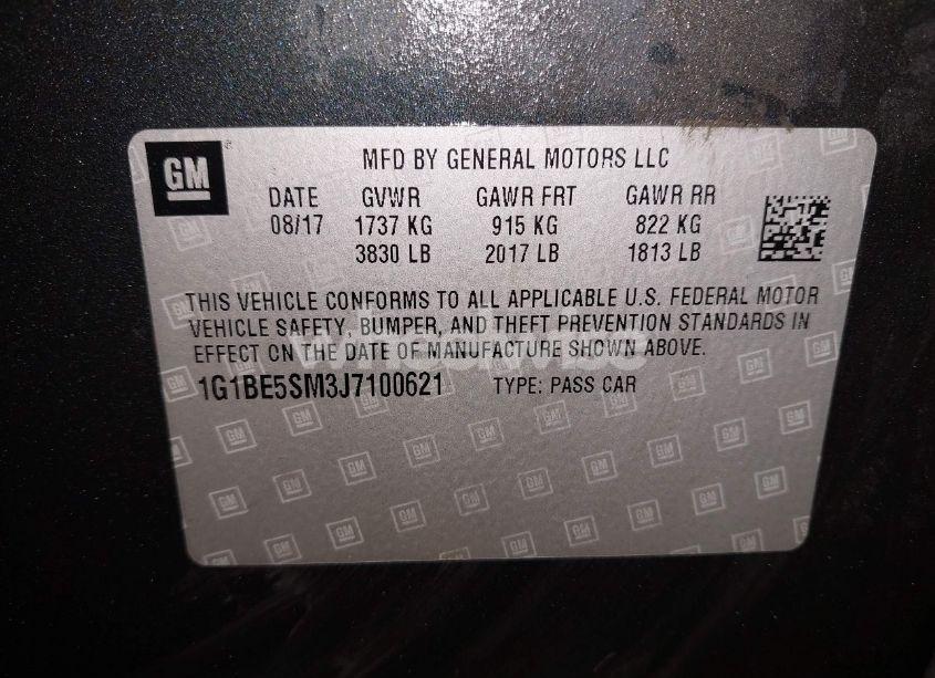 Photo 9 of 2018 Chevrolet Cruze LT AUTO (VIN 1G1BE5SM3J7100621)