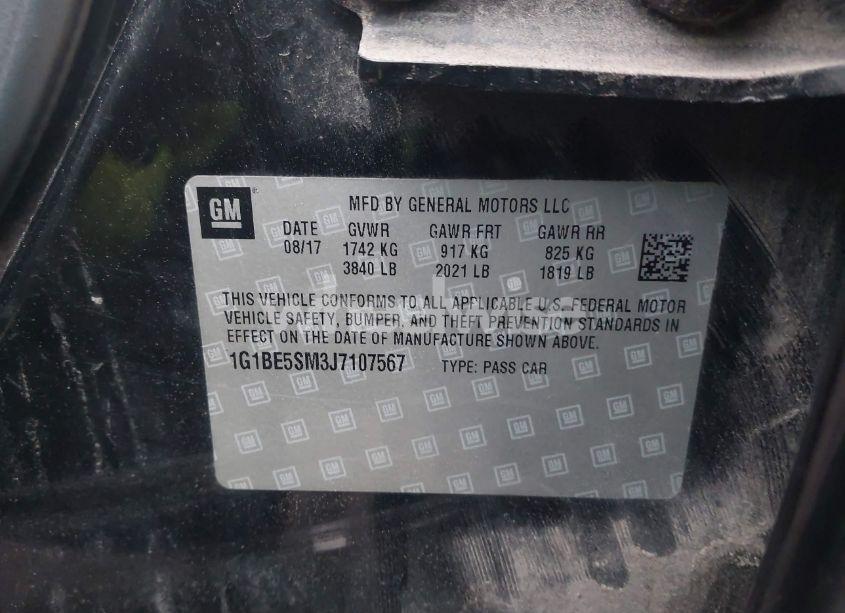 Photo 9 of 2018 Chevrolet Cruze LT AUTO (VIN 1G1BE5SM3J7107567)