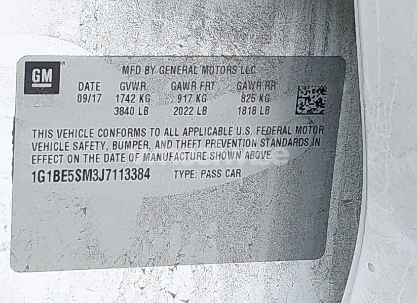 Photo 9 of 2018 Chevrolet Cruze LT AUTO (VIN 1G1BE5SM3J7113384)