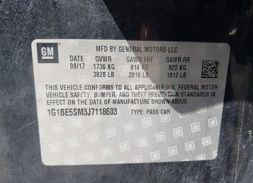 Photo 9 of 2018 Chevrolet Cruze LT AUTO (VIN 1G1BE5SM3J7118603)