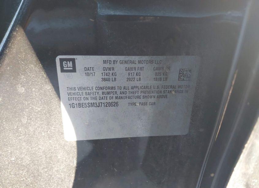 Photo 9 of 2018 Chevrolet Cruze LT AUTO (VIN 1G1BE5SM3J7120626)