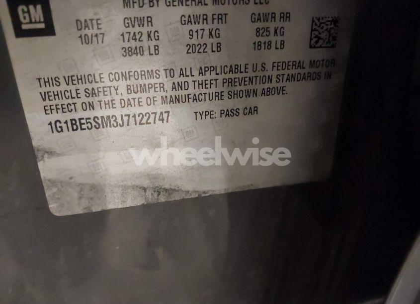 Photo 9 of 2018 Chevrolet Cruze LT AUTO (VIN 1G1BE5SM3J7122747)