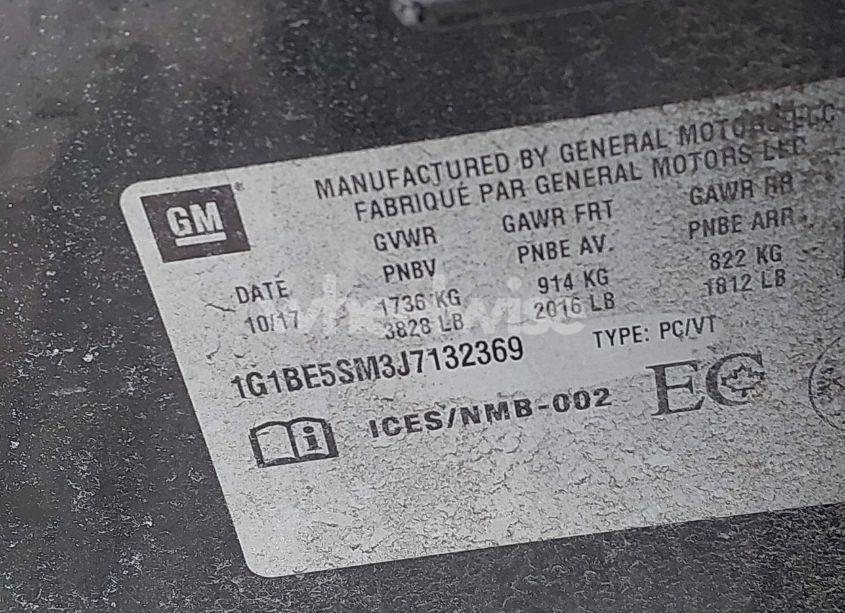 Photo 9 of 2018 Chevrolet Cruze LT AUTO (VIN 1G1BE5SM3J7132369)