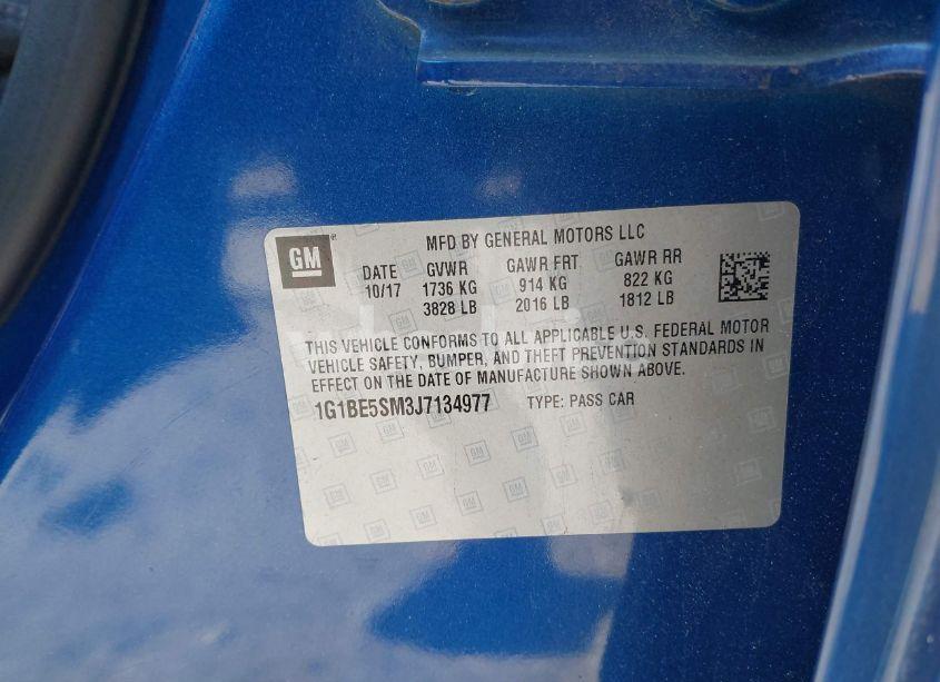 Photo 9 of 2018 Chevrolet Cruze LT AUTO (VIN 1G1BE5SM3J7134977)